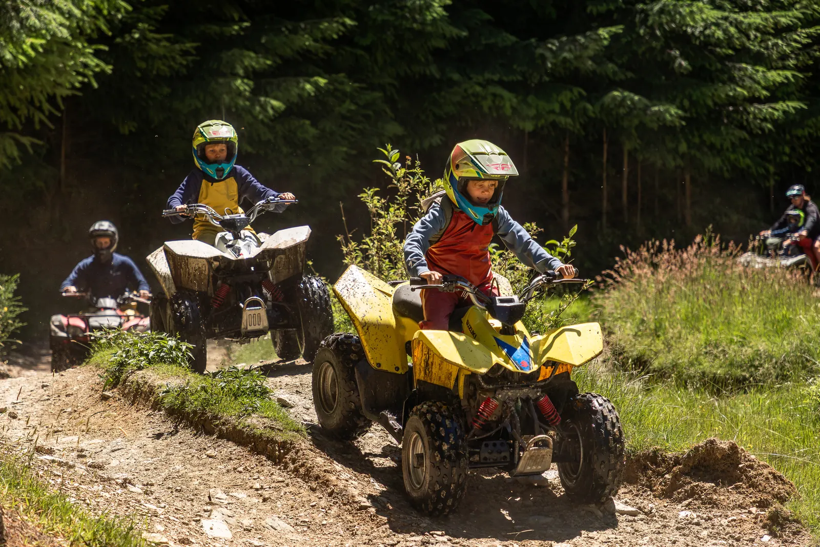 Kids riding quad bikes